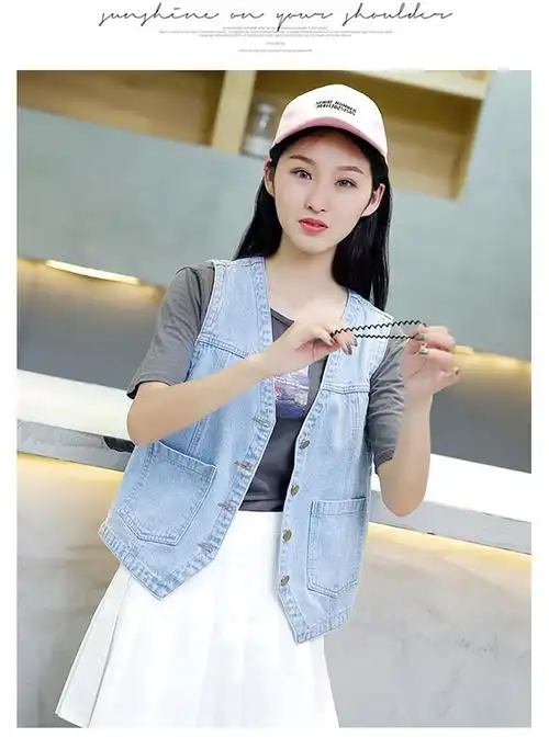 牛仔马甲女短款2020新款春秋薄韩版背心外穿百搭宽松坎肩无袖外套