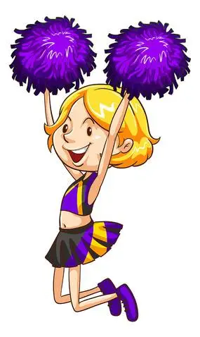 紫色啦啦队女孩卡通高清png免抠元素