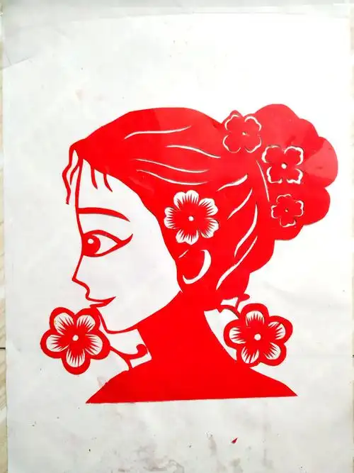 爱上美女剪纸.面如桃花