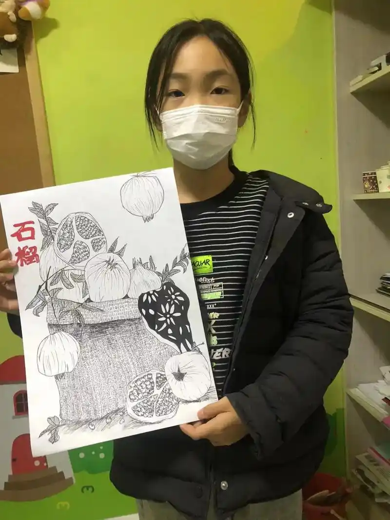 专业提高课程之综合课《石榴线描》 - 抖音