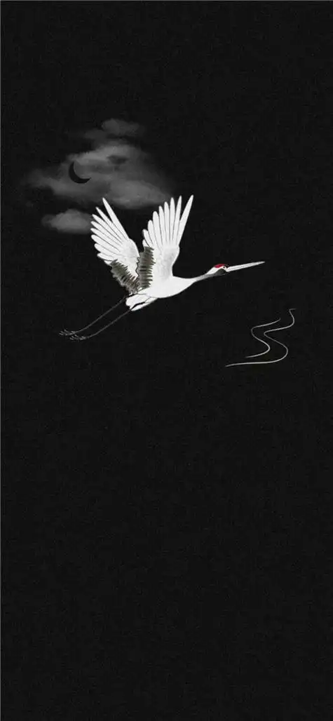 黑色磨砂底纹古风仙鹤壁纸