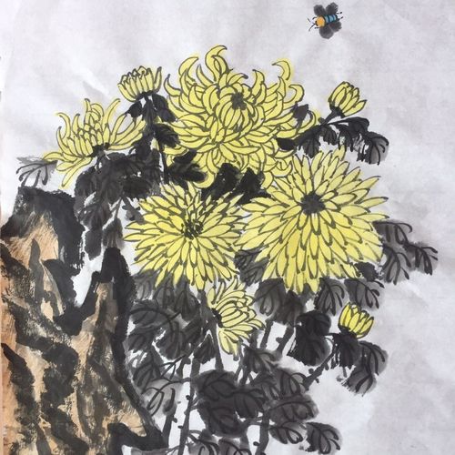 水墨画菊花写意国画纯手纯手工画客厅办公室走廊餐厅装饰画真迹