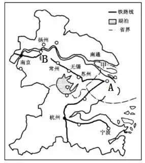 (2018八下·东台期中)      读长江三角洲略图,回答下列问题.
