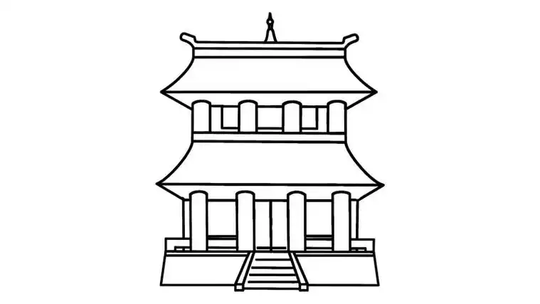 古代建筑简笔画画法 古代建筑简笔画 学画_中国历史网