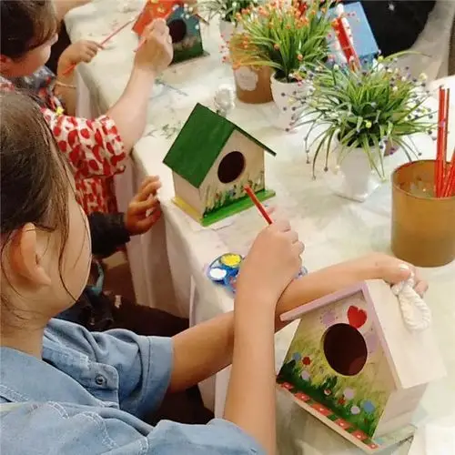 儿童创意diy手工坊彩绘鸟巢diy活动现场分享