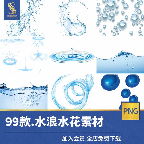 透明水珠波浪雨滴波纹飞溅水花透明背景装饰png免扣后期合成素材