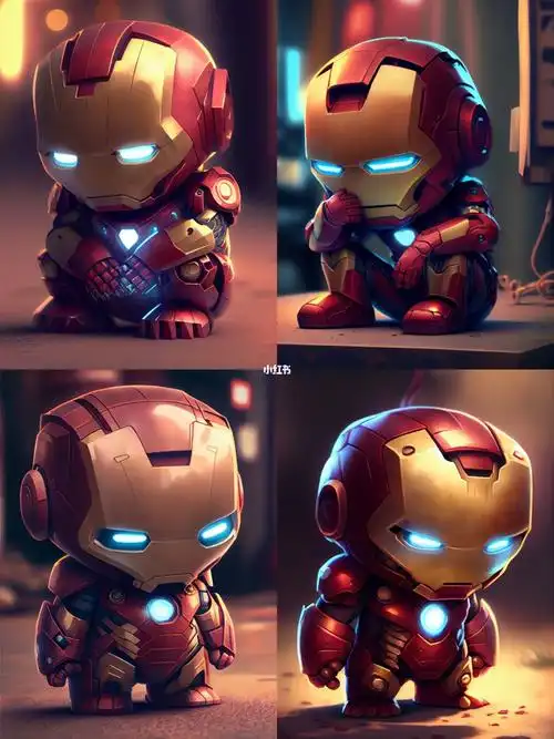 周末了一组不想上班的q版钢铁侠丨ai插画