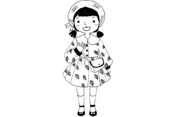 时尚可爱的小女孩简笔画图片素材大全
