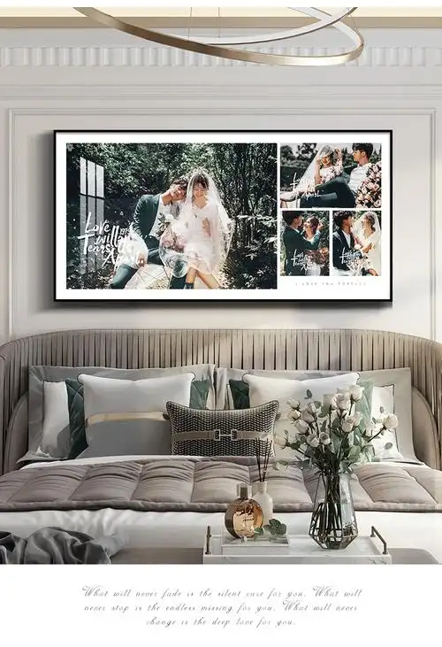 维清婚纱照相框照片放大床头影楼水晶结婚照挂墙大尺寸九宫格定制38