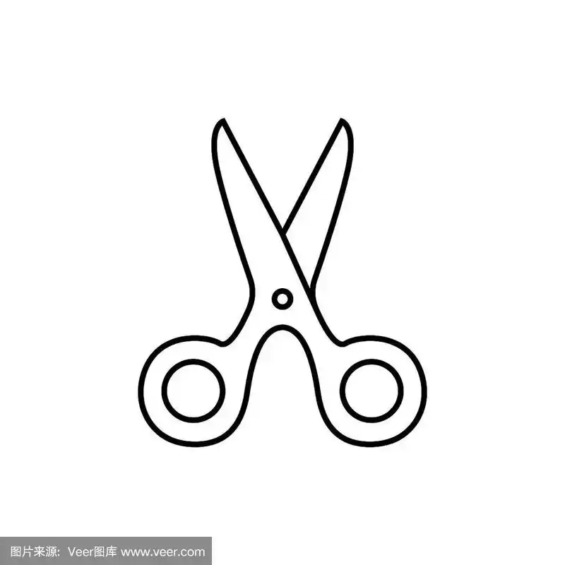 轮廓剪刀图标插图,矢量理发符号符号