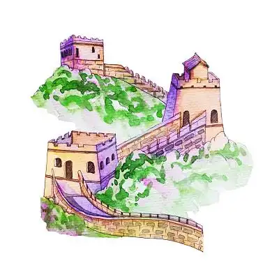 【免费】手绘长城建筑插画素材
