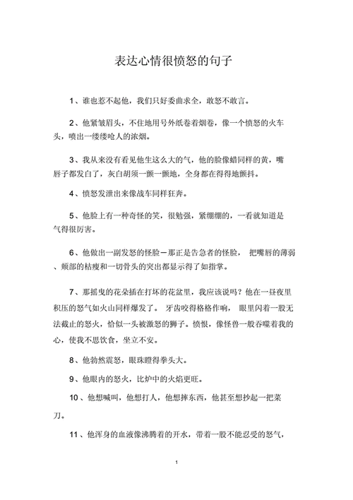 表达心情很愤怒句子doc6页