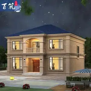 带阳台新农村自建房豪华欧式二层楼房设计图乡下两层别墅图纸73半