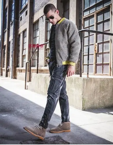 百丽香奈男士沙漠靴秋季新款英伦男靴复古牛皮马丁短靴休闲皮靴潮流