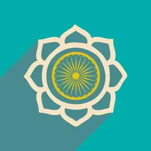 莲花长现代平面图标与长阴影莲花照片