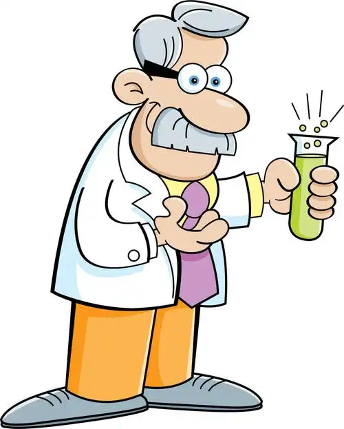 卡通科学家的插图,矢量图的卡通科学家在白色