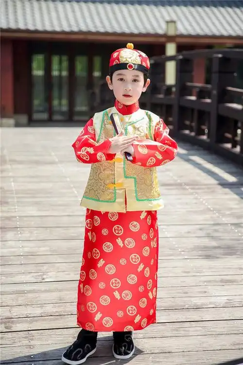 儿童古装清朝还珠格格服装满族贝勒宫廷太子表演服女童影楼演出服