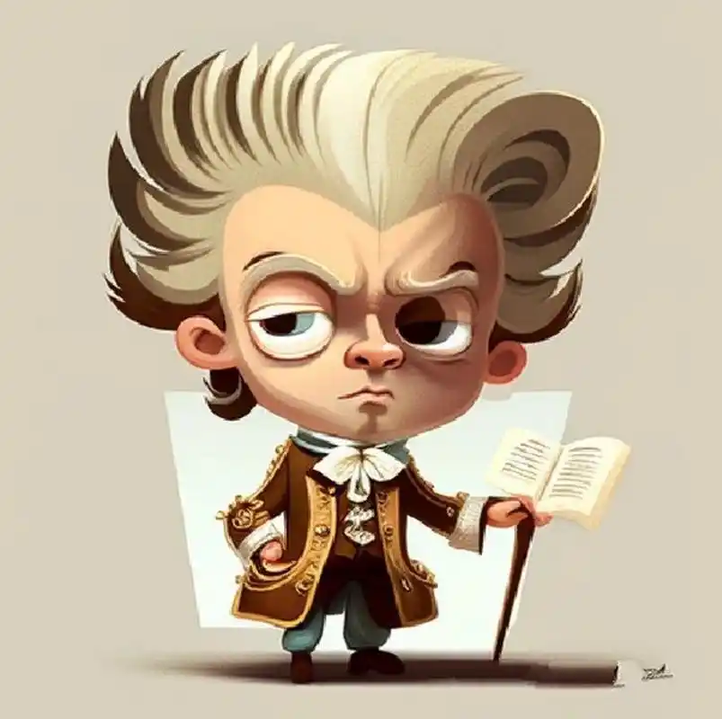 ai制图|两张q版莫扎特 凑热闹,用midjourney画了两张卡通版莫扎特.