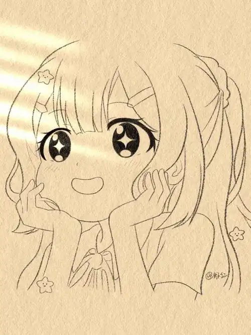 恋爱  #我的绘画日常  #可爱简笔画  #线稿  #二次元  #动漫  #头像