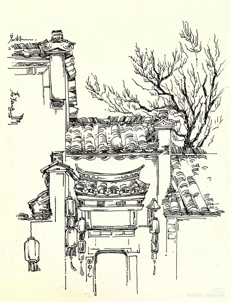 风景速写   临摹的是第一张,第二张我画的,第三张凭自己的想象上的色