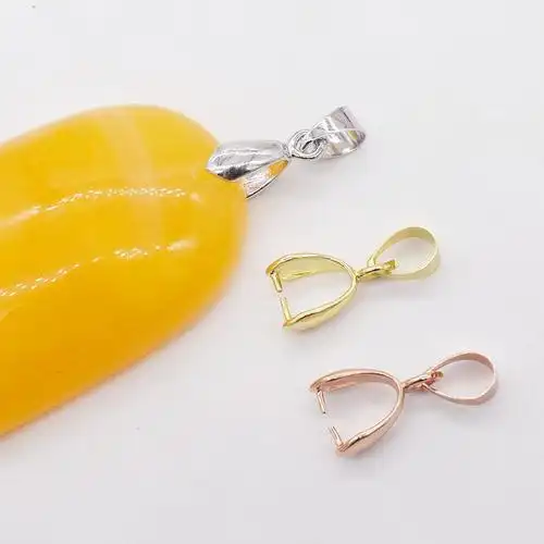 925半银扣子玉坠夹扣玉扣吊坠扣头翡翠水晶瓜子扣项链扣卡扣配件