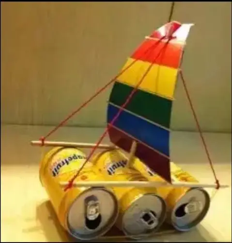 废旧物品手工—易拉罐手工制作小帆船