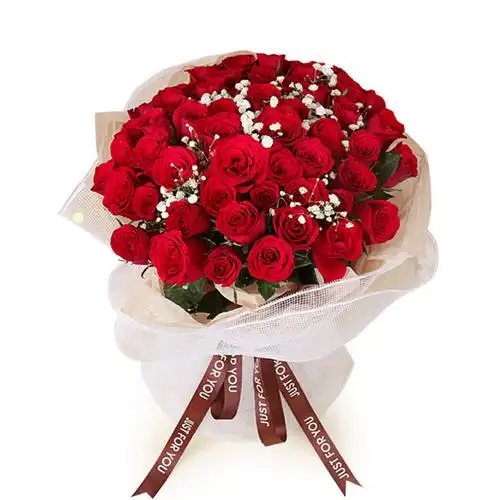 稳稳的幸福52枝红玫瑰韩式花束