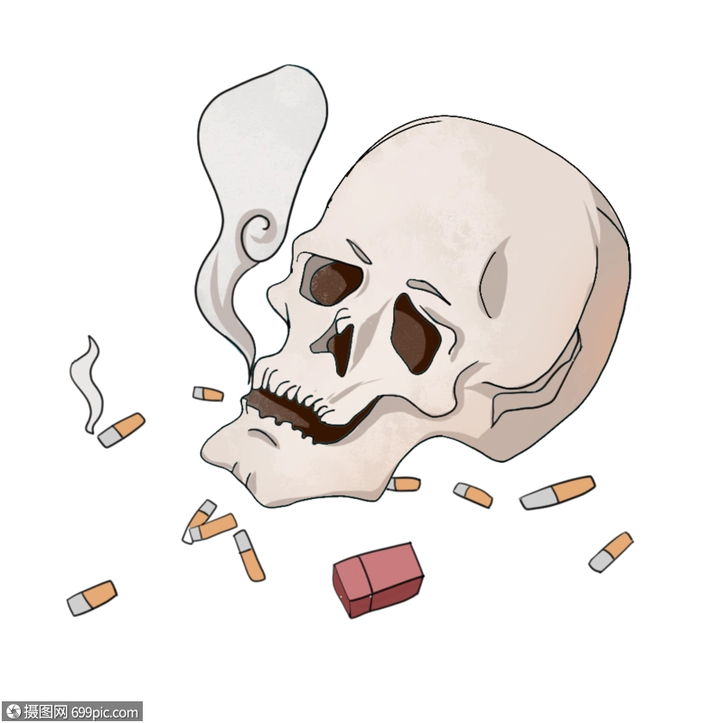 吸烟有害骷髅烟蒂图片
