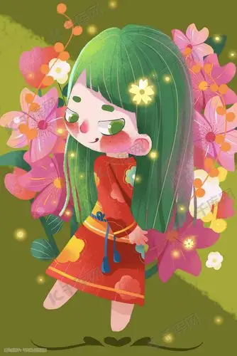 q版卡通樱花日式手绘花朵花插画图片-千库网