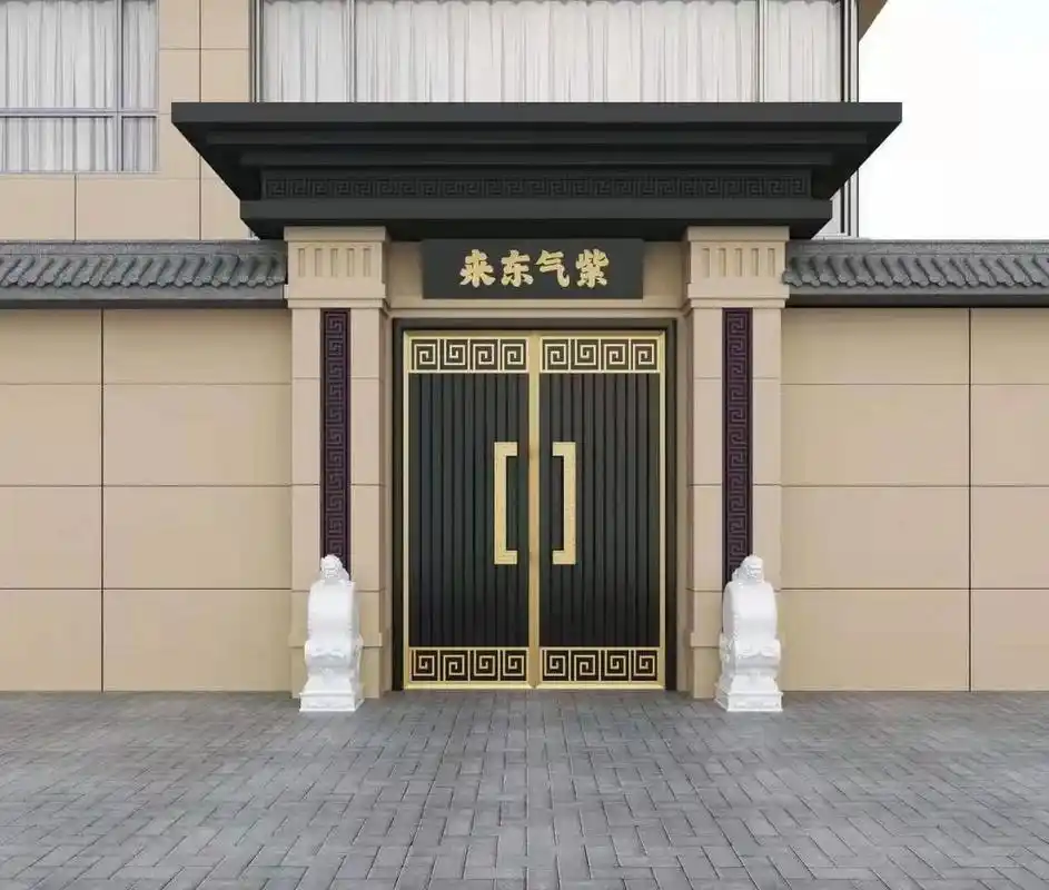 欣赏五套中式铜大门,带门楼铜雨棚 中式铜大门,仿古铜大门,多用于