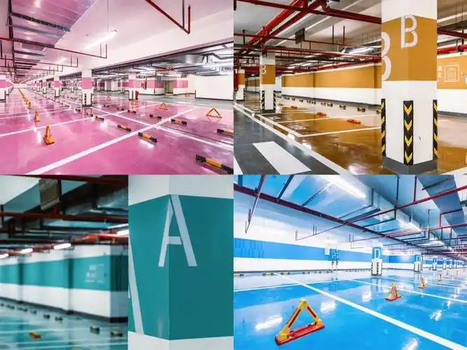 车库分区明显,颜色辨别10设置引导性照明9石材镶嵌式墙面8天然石材