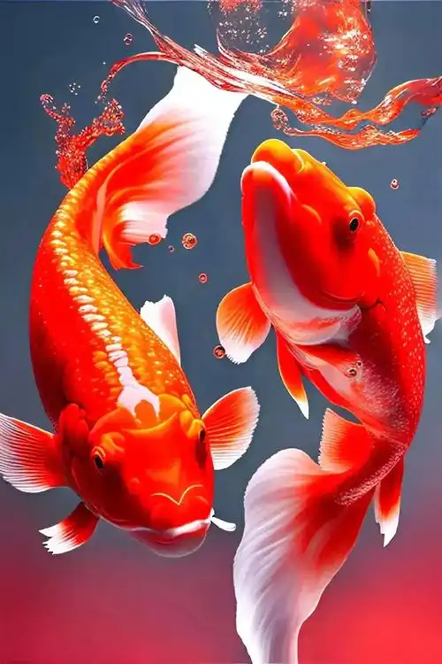 双鲤纳福,九鱼招财