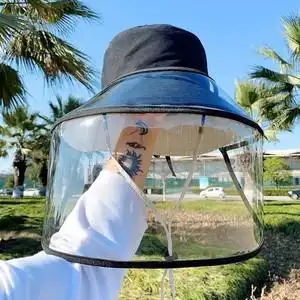 防护帽子大人成人防护装备外出防飞沫防雨水帽隔离挡风面部罩神器