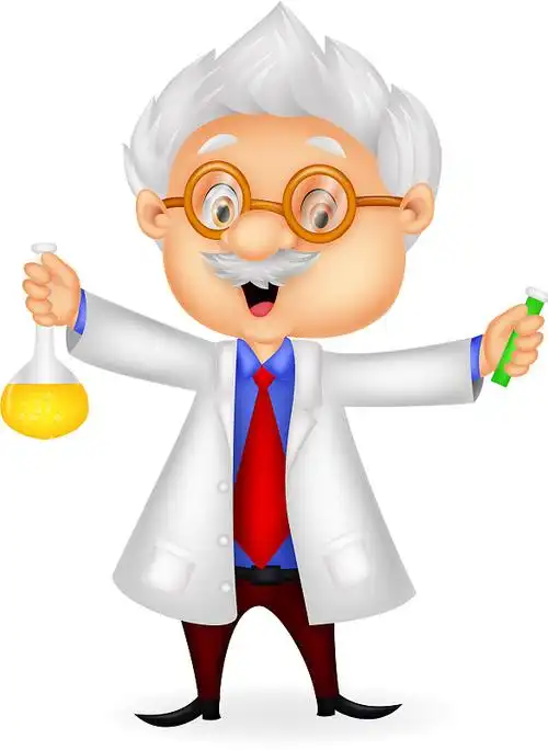 卡通科学家拿着化学烧瓶图片