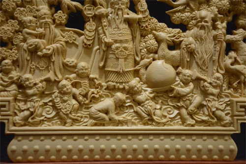 进口黄杨福禄寿摆件三星喜财木雕佛像家居木质实木红木雕刻工艺品