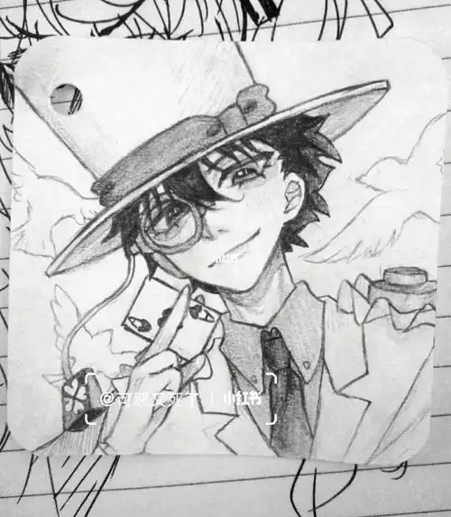 浅摸一下#摸鱼  #手绘  #铅笔画  #怪盗基德1412