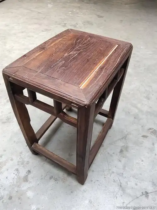 南通本地柞榛老方凳清晚期骨牌凳_价格1680.