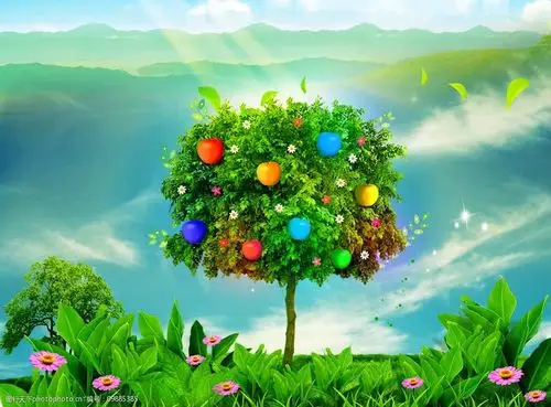 关键词:幸福苹果树 苹果 树 野草 野花 七彩 田野 风景 郊外 psd分层