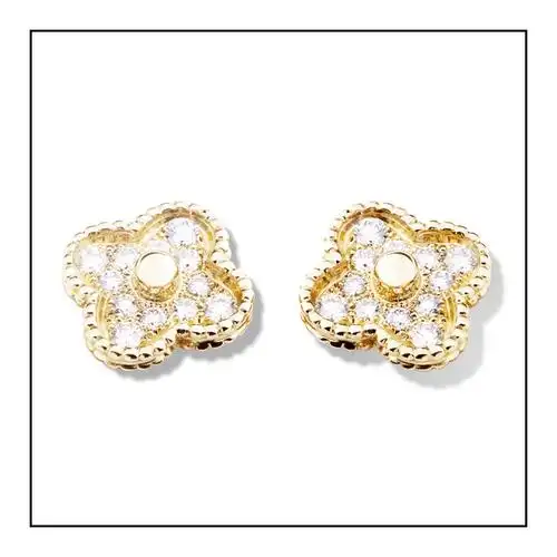van cleef & arpels/梵克雅宝 alhambra系列18k黄金 钻石 四叶草耳钉