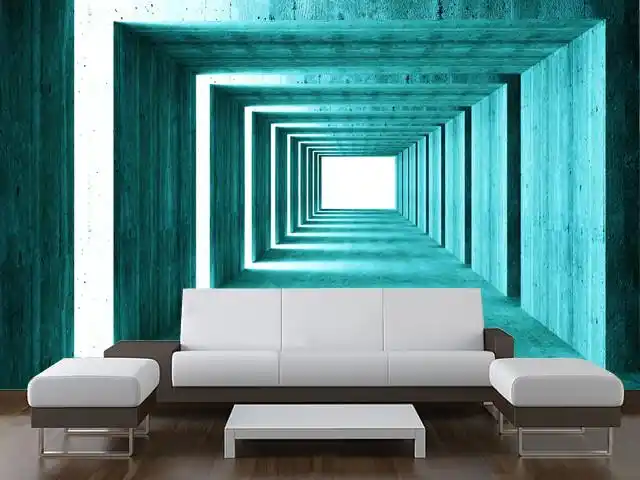 现代别墅三维立体背景墙起居室设计效果图