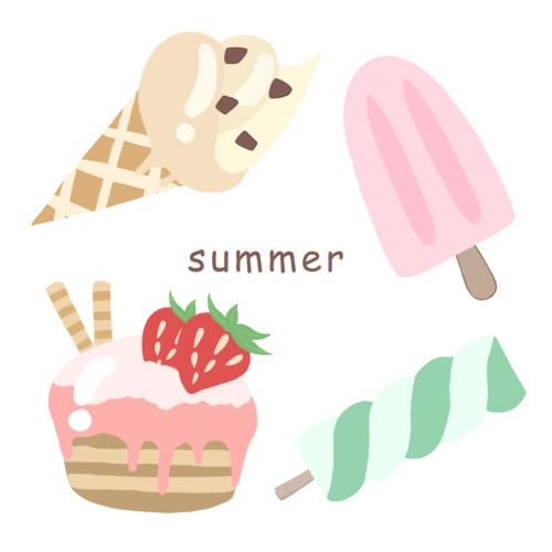 夏季清新可爱甜品蛋糕冰激凌卡通素材