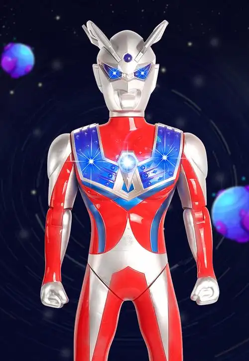 大号奥特曼玩具生日礼物男孩赛罗迪迦泰罗人偶人变身器套装西瓜红75cm