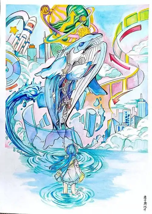 《航天员》一(1)班 杨颖希一等奖作品初一获奖情况第6届科技节科幻画