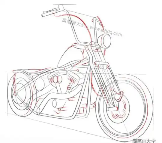 如何画哈雷摩托车简笔画教程简笔画大全