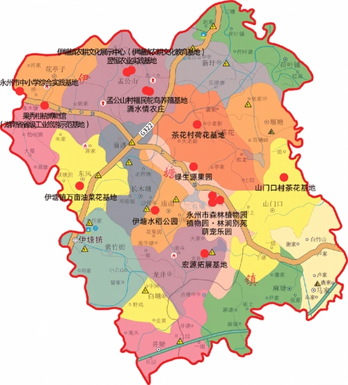 (伊塘镇旅游地图 伊塘镇供图)冷水滩区"赏花经济"不断升温,得益于发展