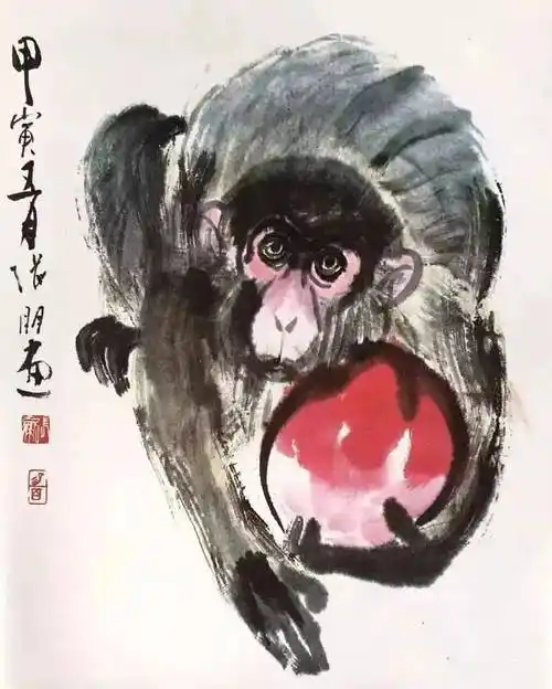 这位画猴,耐人玩味_张朋_张氏_书画