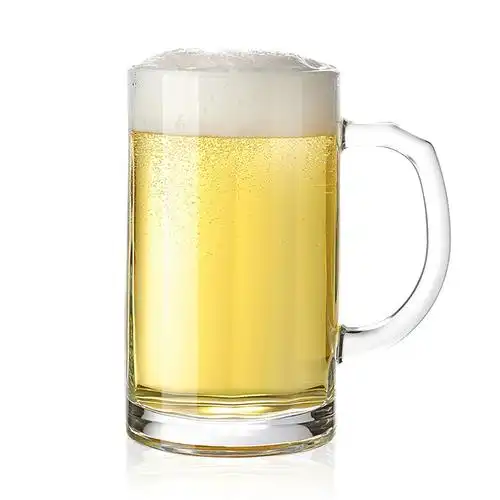 加厚家用玻璃啤酒杯大号耐热带把玻璃杯饭店用大容量6