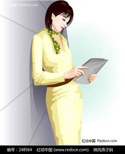 靠着墙壁看书的美女