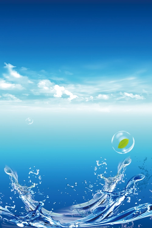 蓝色天空下的水波背景素材