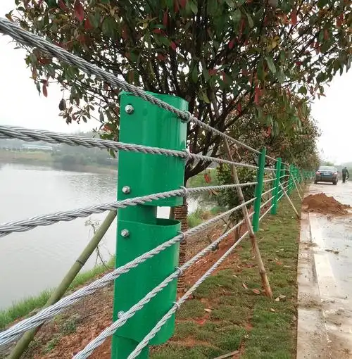 钢缆索钢丝绳护栏配件安装-缆绳索护栏厂家-公路喷塑缆索护栏价格厂家